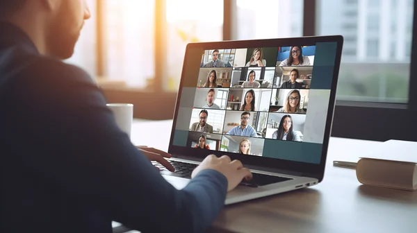 People in a video conference webinar